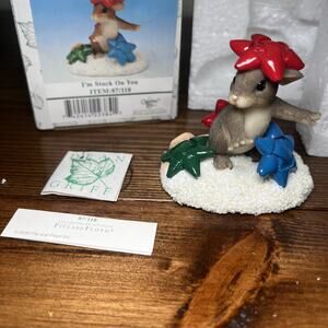 Charming Tails I'm Stuck On You 87/118 Christmas Mouse New In Box W Tags